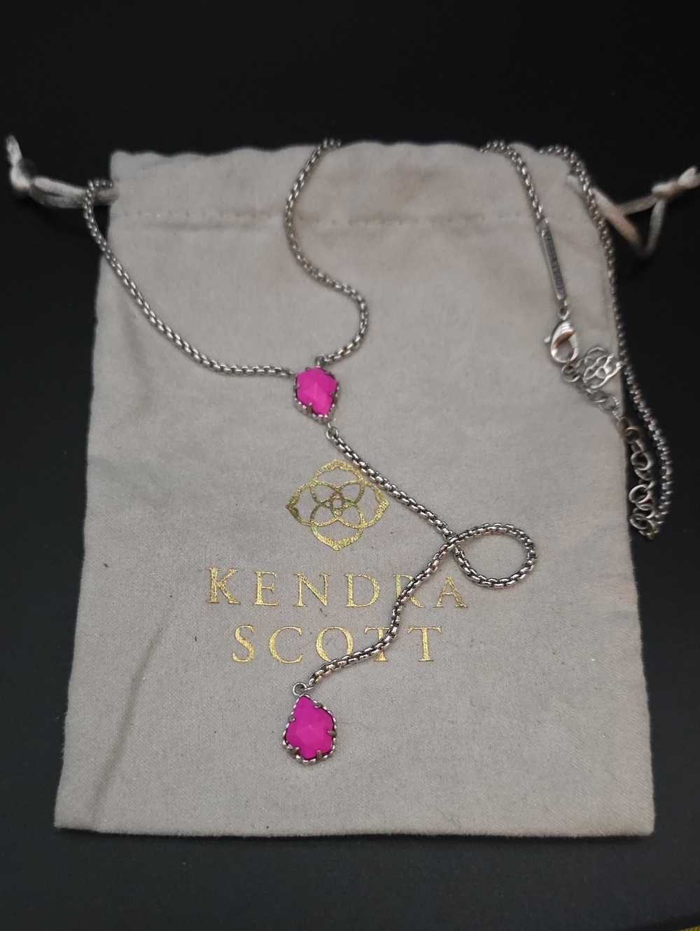 Kendra Scott Elegant Pink Drop Lariat Necklace - Women Jewelry
